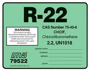 MARS R-22   REFRIG LABEL 10PK