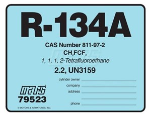 MARS R-134A REFRIG LABEL 10PK