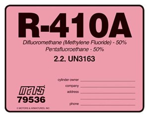 MARS R410A REFRIG. LABEL